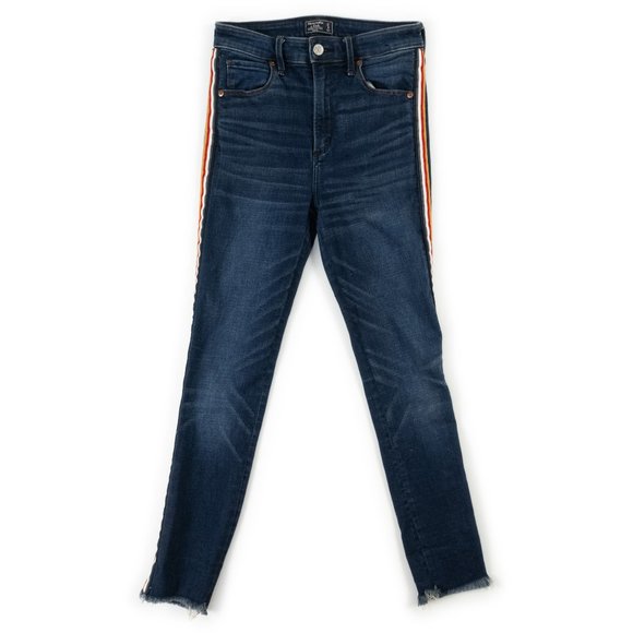 ABERCROMBIE & FITCH Simone High Rise Ankle jeans w/side-leg stripe size 4 - Picture 1 of 11